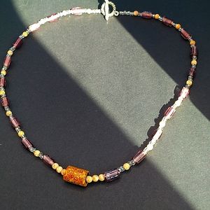 Multi bead purple bead necklace